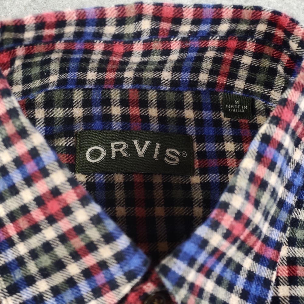 Orvis‎ Luxury Flannel Shirt Mens Medium Long Sleeve Button Down Multicolor Check - Picture 3 of 9